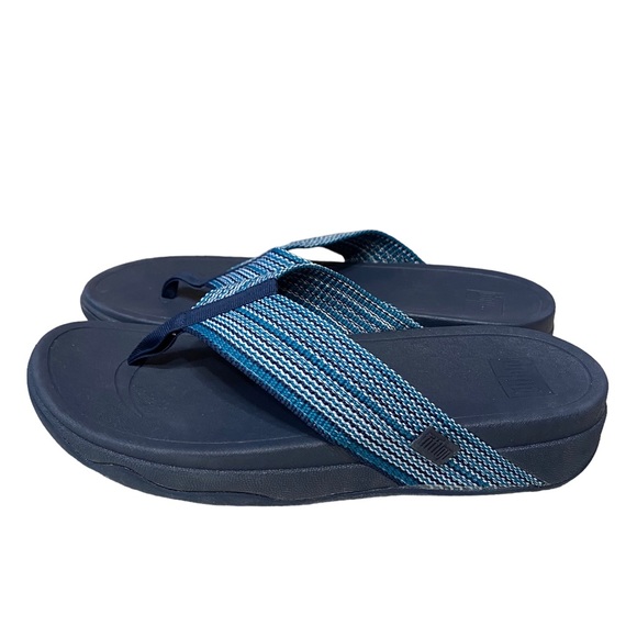 FitFlop Surfa Womens Sandals 11 Blue Open Toe Slip On Flat Thong Flip Flop NEW - Picture 8 of 11